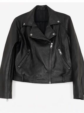 Elodie Black Leather Moto Jacket - Women's